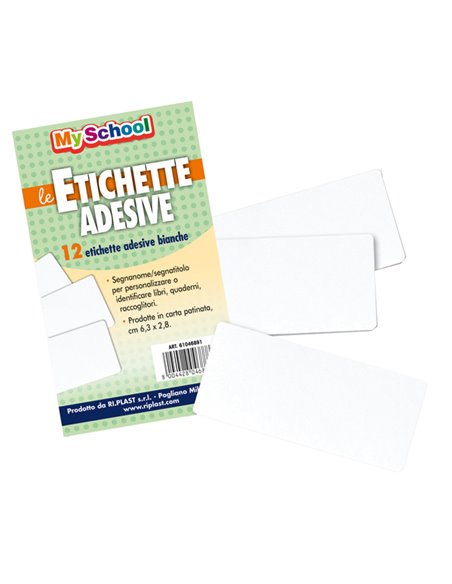 Bustina 12 etichette segnanomi 6,3x2,8cm bianco Ri.Plast 61046891 Colorosa COPRILIBRO-COPRIMAXI