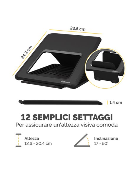 Supporto laptop Breyta™-Nero Fellowes 100016558 FELLOWES SUPPORTI-BRACCI MONITOR-NOTEBOOK