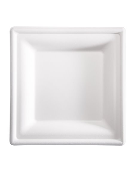 50 Piatti quadrati monouso in canna da zucchero 20x20cm bianco Signor Bio BPS002BIO50F Signor Bio PIATTI MONOUSO