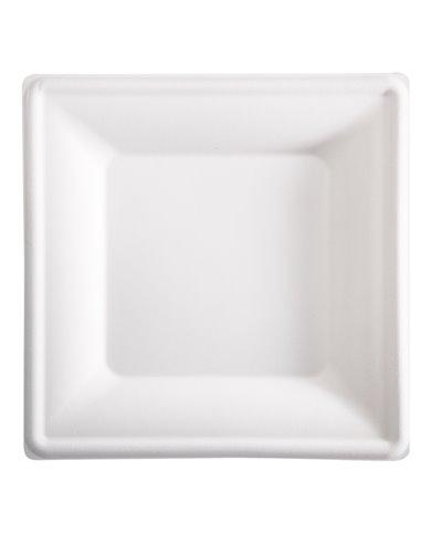 50 Piatti quadrati monouso in canna da zucchero 26x26cm bianco Signor Bio BPS003BIO50F Signor Bio PIATTI MONOUSO