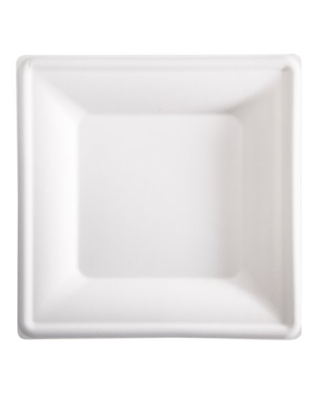 50 Piatti quadrati monouso in canna da zucchero 26x26cm bianco Signor Bio BPS003BIO50F Signor Bio PIATTI MONOUSO