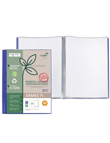 Portalistini personalizzabile Ermes TI in PP riciclato 40 buste blu Sei rota 57274007 SEI ROTA PORTALISTINI PERSONALIZZABILI