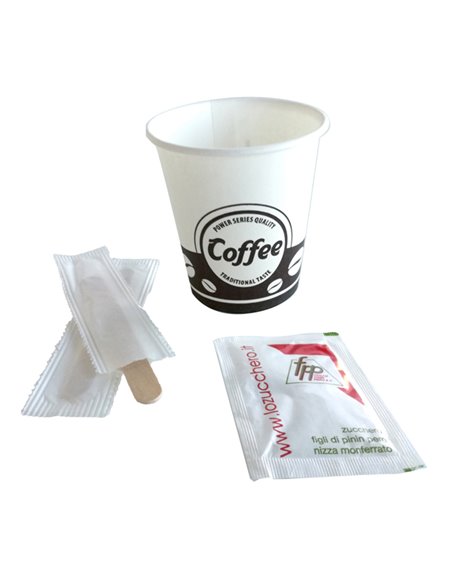 Serving Kit 50 bicchierini +50 bustine zucchero +50 palettine PPZUKITOCS50E