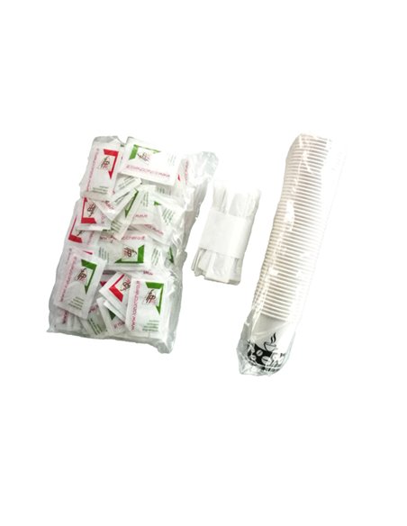 Serving Kit 50 bicchierini +50 bustine zucchero +50 palettine PPZUKITOCS50E