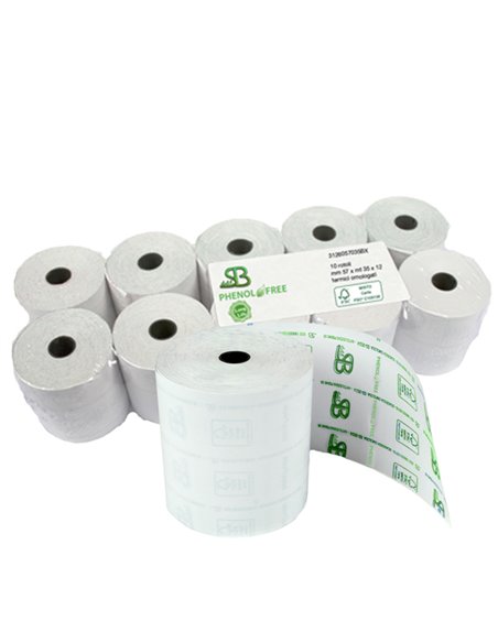 Blister 10 rotoli RC carta termica LUNGA DURATA 80mm x 80mt Ø77mm 3166080080CX SABACART ROTOLI PER POS