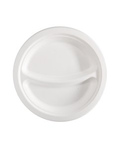 50 Piatti a 2 scomparti monouso in canna da zucchero Ø23cm bianco Signor Bio BPC005BIO50B