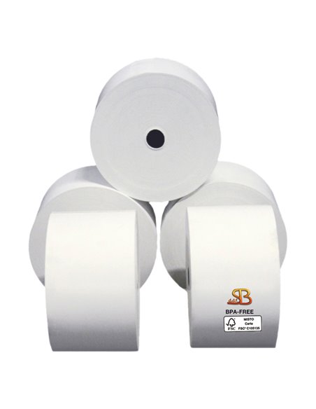 Rotolo carta termica BPA free 55gr neutra 57mmx130mt Ø100mm RICEVUTE CARBURANTE 3124057130G SABACART ROTOLI PER POS