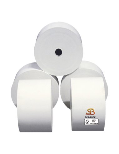 Rotolo carta termica BPA free 70gr neutra 59,5mmx85mt Ø87mm RICEVUTE CARBURANTE 31230590857G SABACART ROTOLI PER POS