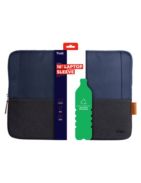 LISBOA 16" LAPTOP SLEEVE - BLUE- Trust 24982 TRUST BORSE-ZAINI-TROLLEY
