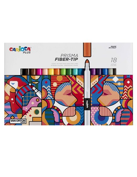 Astuccio 18 pennarelli Prisma colori assortiti Carioca Plus 45206