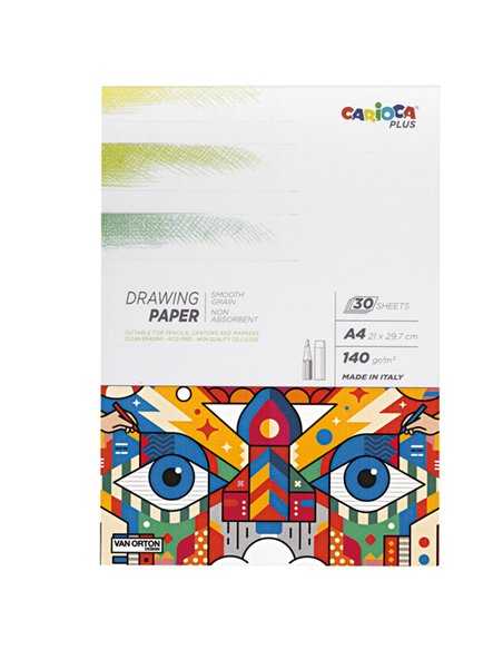 Album disegno matita 30 fogli carta 140gr f.to A4 Carioca Plus 45221