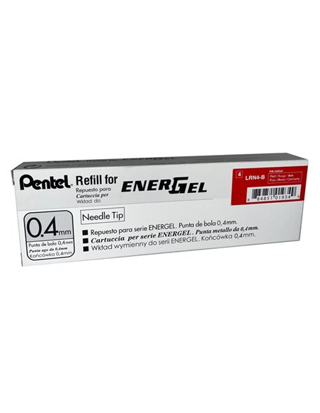 Refill Energel X LRN4-BX rosso 0.4mm Pentel LRN4-BX PENTEL REFILL ROLLER