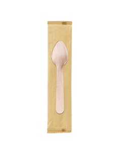 250 Cucchiaini monouso in legno imbustati singolarmente 11cm Signor Bio WCS015BIO250B
