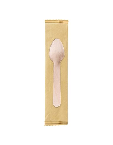 250 Cucchiaini monouso in legno imbustati singolarmente 11cm Signor Bio WCS015BIO250B