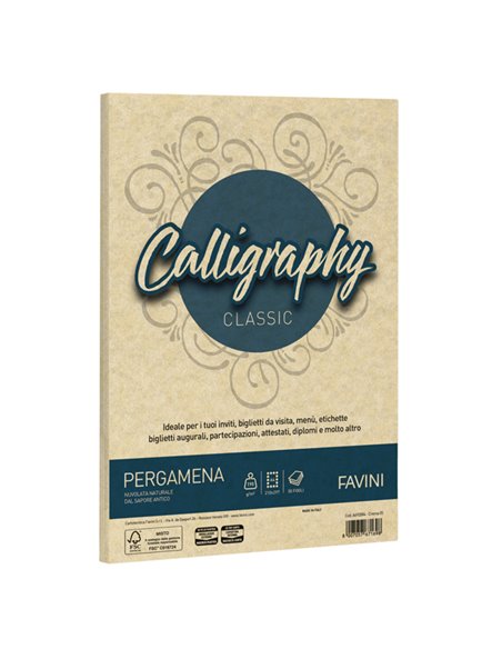 Carta Calligraphy Pergamena 190gr A4 250fg crema 05 Favini A692254