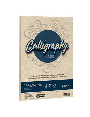 Carta Calligraphy Pergamena 190gr A4 250fg sabbia 02 Favini A69U254 FAVINI CARTE EVENTI-INVITI
