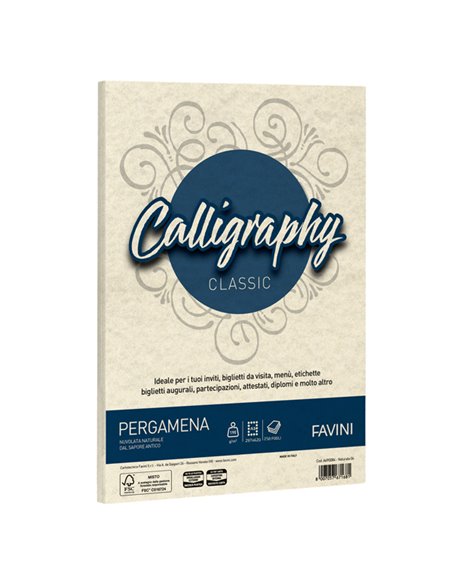 Carta Calligraphy Pergamena 190gr A3 250fg naturale 06 Favini A69Q253 FAVINI CARTE EVENTI-INVITI