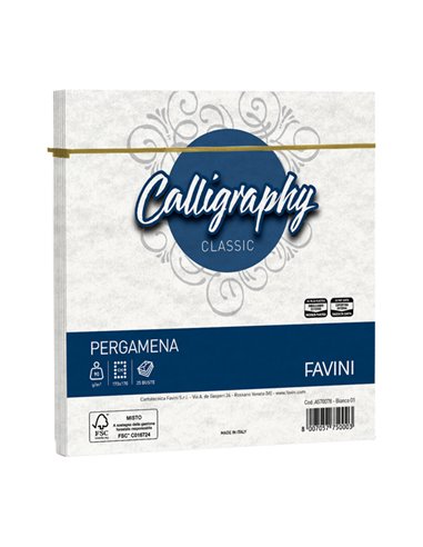 25 buste Calligraphy Pergamena 170x170mm 90gr bianco 01 Favini A570078