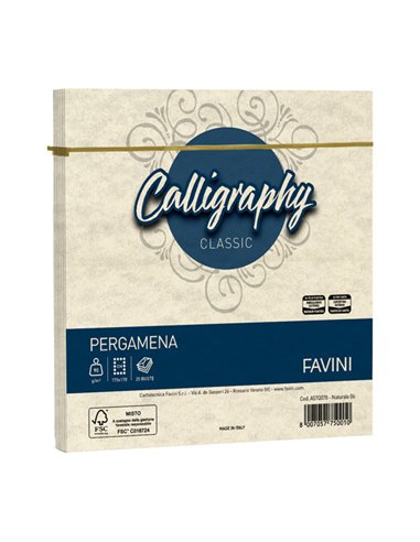 25 buste Calligraphy Pergamena 170x170mm 90gr naturale 06 Favini A57Q078
