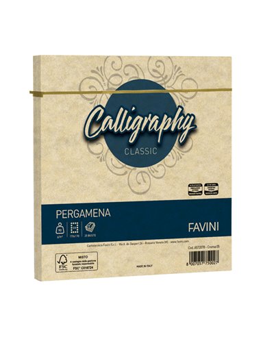 25 buste Calligraphy Pergamena 170x170mm 90gr crema 05 Favini A572078