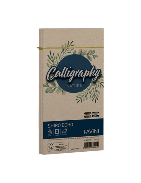 25 buste Calligraphy Shiro Eco 120gr 110x220mm legno Favini A57N904