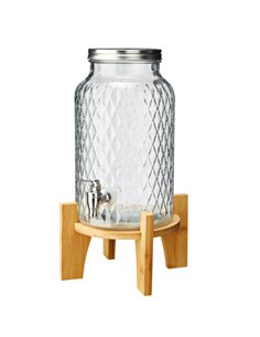 Caraffa in vetro con rubinetto e base in bamboo 5,6L Leone T3026 LEONE ACCESSORI PER IL BUFFET
