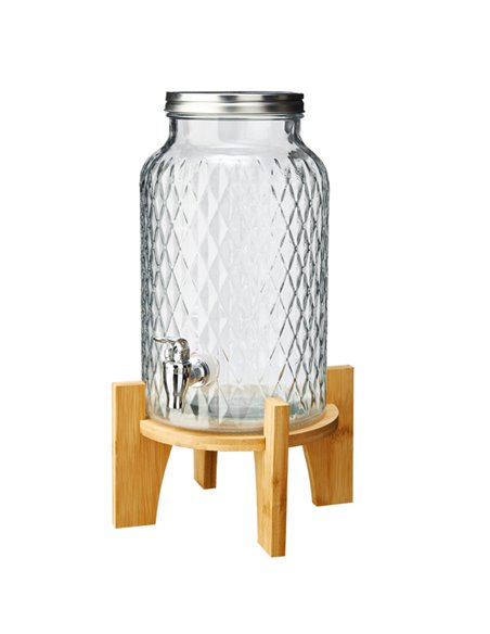 Caraffa in vetro con rubinetto e base in bamboo 5,6L Leone T3026 LEONE ACCESSORI PER IL BUFFET