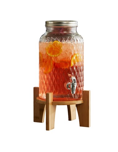 Caraffa in vetro con rubinetto e base in bamboo 5,6L Leone T3026 LEONE ACCESSORI PER IL BUFFET