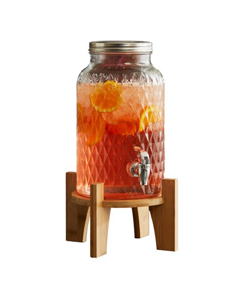 Caraffa in vetro con rubinetto e base in bamboo 5,6L Leone T3026 LEONE ACCESSORI PER IL BUFFET