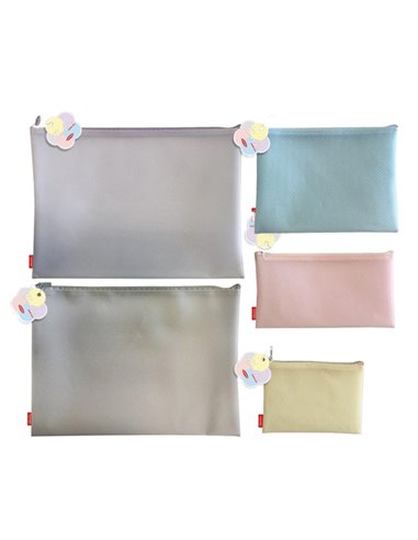 Busta c/zip Bubble dim. 22,8x18,5cm colori pastello assortiti SEI ROTA P0432890 SEI ROTA ASTUCCI-BUSTINE