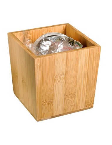 Barattolo portarifiuti da tavola in bamboo 11x11x11h cm Leone S0078 LEONE ACCESSORI PER IL BUFFET
