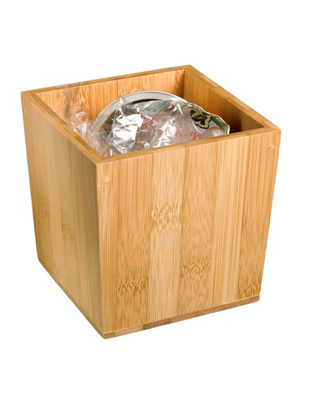 Barattolo portarifiuti da tavola in bamboo 11x11x11h cm Leone S0078 LEONE ACCESSORI PER IL BUFFET