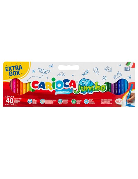 Valigetta 40 pennarelli Jumbo lavabili colori assortiti CARIOCA 41258 CARIOCA PENNARELLI