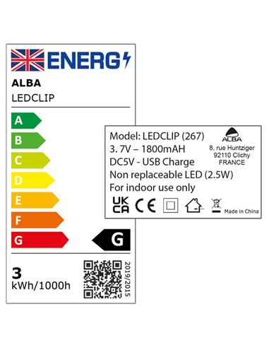 Lampada LEDCLIP 2,8W Nero Alba LEDCLIP N