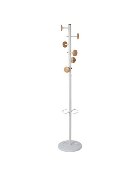 Appendiabiti a 6 ganci + 3 miniganci 175cm bianco/legno Music Alba PMMUSIC BC
