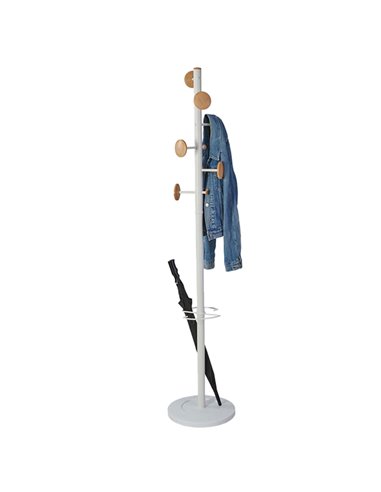 Appendiabiti a 6 ganci + 3 miniganci 175cm bianco/legno Music Alba PMMUSIC BC