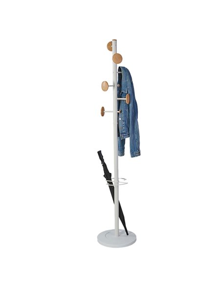 Appendiabiti a 6 ganci + 3 miniganci 175cm bianco/legno Music Alba PMMUSIC BC