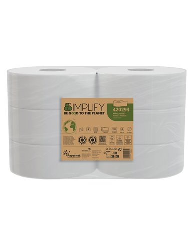 Pacco 1305 strappi Carta Igienica MaxiJumbo goffratura micro SIMPLIFY Papernet 420293 PAPERNET CARTA IGIENICA