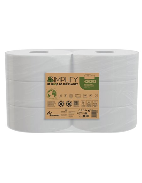 Pacco 1305 strappi Carta Igienica MaxiJumbo goffratura micro SIMPLIFY Papernet 420293 PAPERNET CARTA IGIENICA