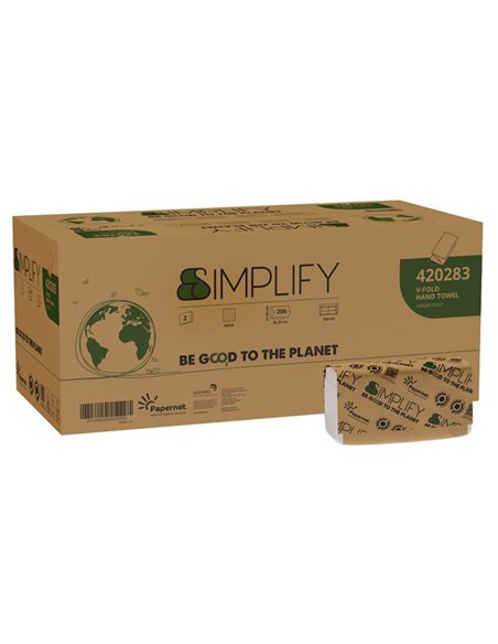 Pacco 206 asciugamani piegati a V H21 x 20,3cm SIMPLIFY Papernet 421822