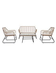 Salotto Cebu polyrattan color naturale - set 4 elementi S2251001 Garden Friend TAVOLI E SEDUTE DA ESTERNI