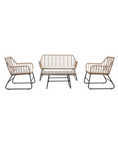 Salotto Cebu polyrattan color naturale - set 4 elementi S2251001 Garden Friend TAVOLI E SEDUTE DA ESTERNI