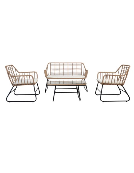 Salotto Cebu polyrattan color naturale - set 4 elementi S2251001 Garden Friend TAVOLI E SEDUTE DA ESTERNI