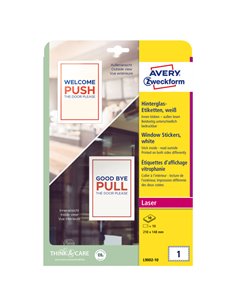 Adesivi per finestre in carta con pellicola 210x148mm 1adesivo/fg laser Avery L9002-10