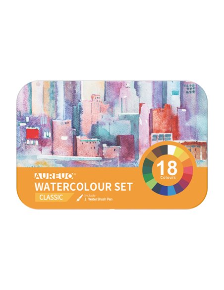 Set 18 demi-godet + pennello brush colori classici DOM 13060/1 DOM ACCESSORI PER PITTURA