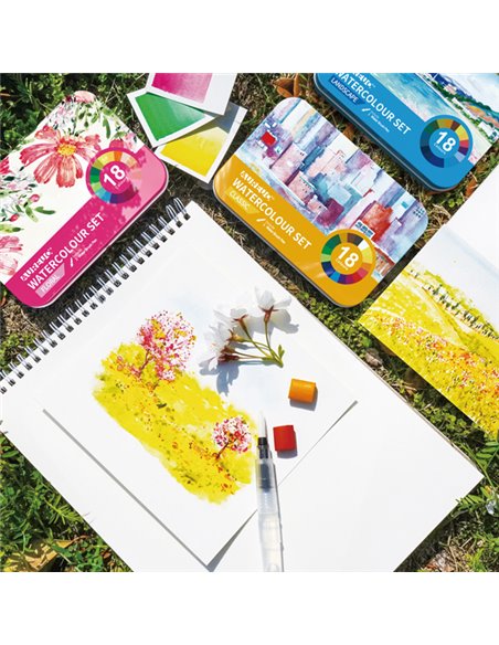 Set 18 demi-godet + pennello brush colori classici DOM 13060/1 DOM ACCESSORI PER PITTURA