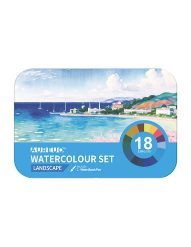 Set 18 demi-godet + pennello brush colori paesaggi DOM 13060/2 DOM ACCESSORI PER PITTURA