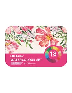 Set 18 demi-godet + pennello brush colori floreali DOM 13060/3 DOM ACCESSORI PER PITTURA