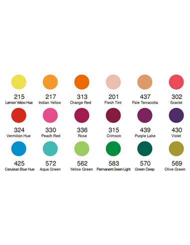 Set 18 demi-godet + pennello brush colori floreali DOM 13060/3 DOM ACCESSORI PER PITTURA