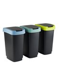 Kit 3 pattumiere c/coperchio basculante 50Lt (grigio/verde/lime) Rotho F600399